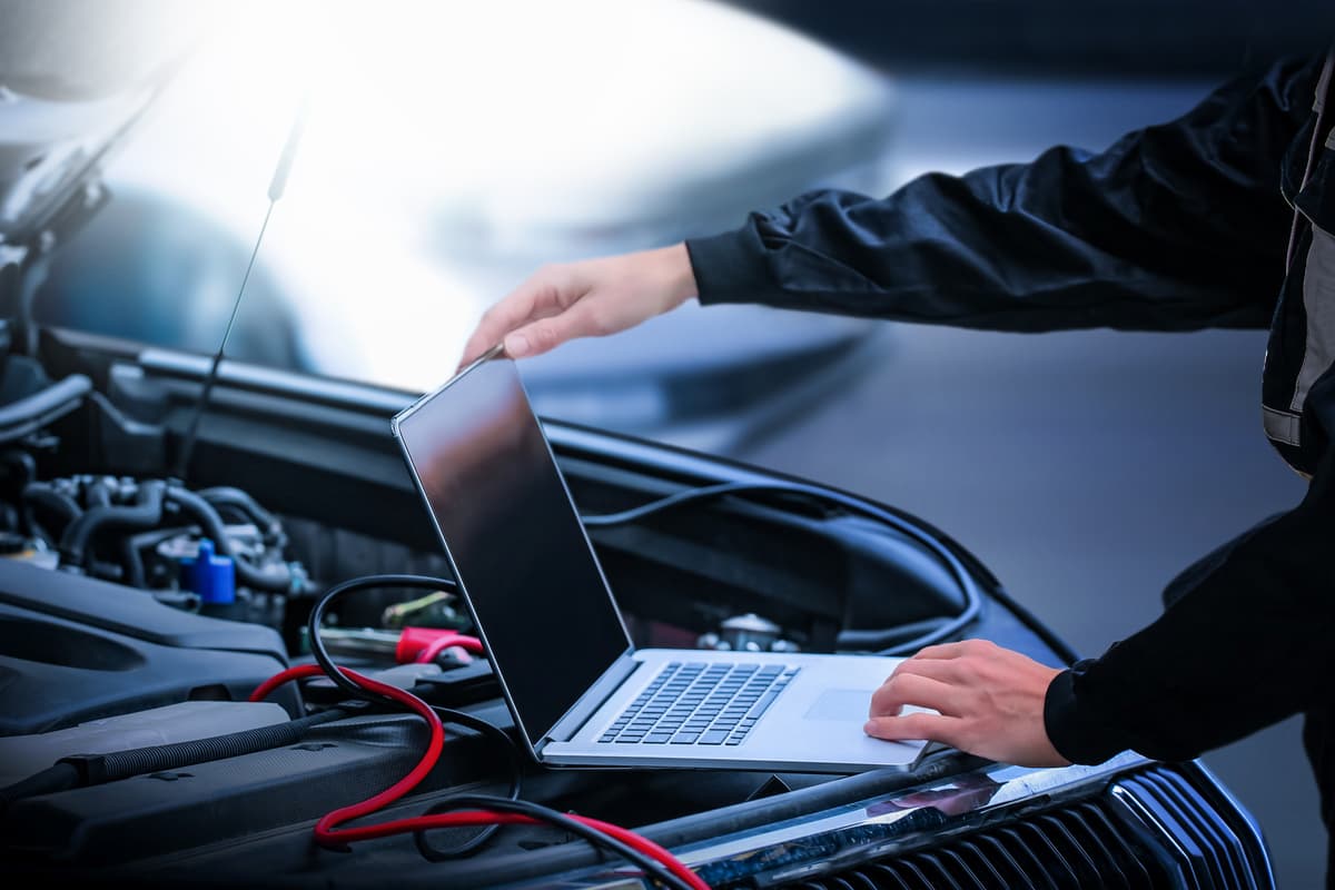 Mechanic working on a car